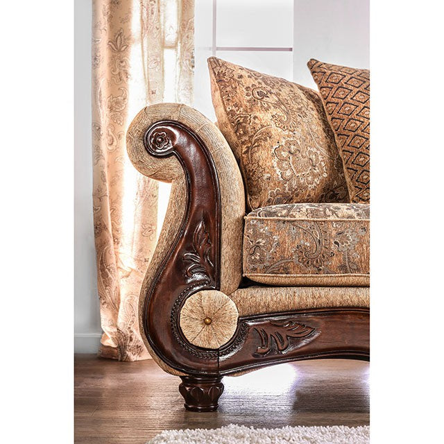 NICANOR Tan/Gold Love Seat - Olympia Furniture (Saint George, Utah)