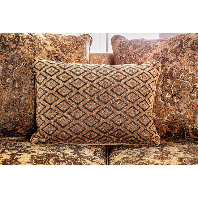 NICANOR Tan/Gold Love Seat - Olympia Furniture (Saint George, Utah)