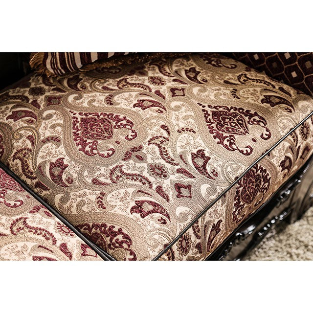 Quirino Burgundy/Dark Brown Love Seat - Olympia Furniture (Saint George, Utah)