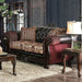 Quirino Burgundy/Dark Brown Love Seat - Olympia Furniture (Saint George, Utah)