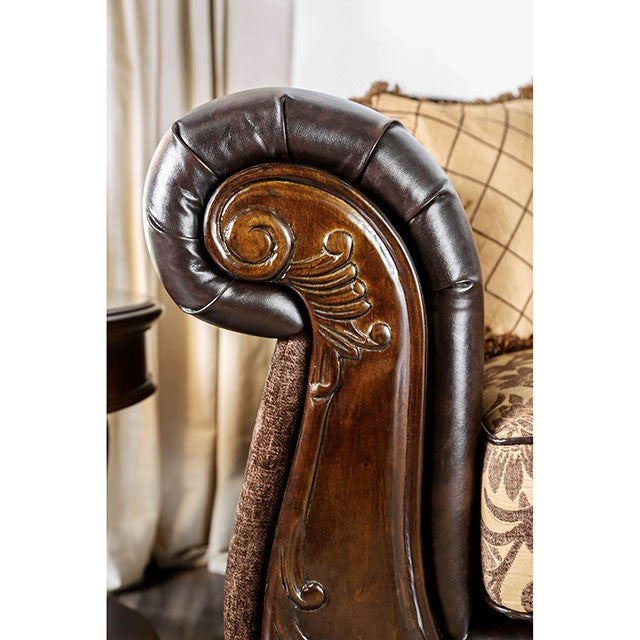 Quirino Tan/Dark Brown Love Seat - Olympia Furniture (Saint George, Utah)