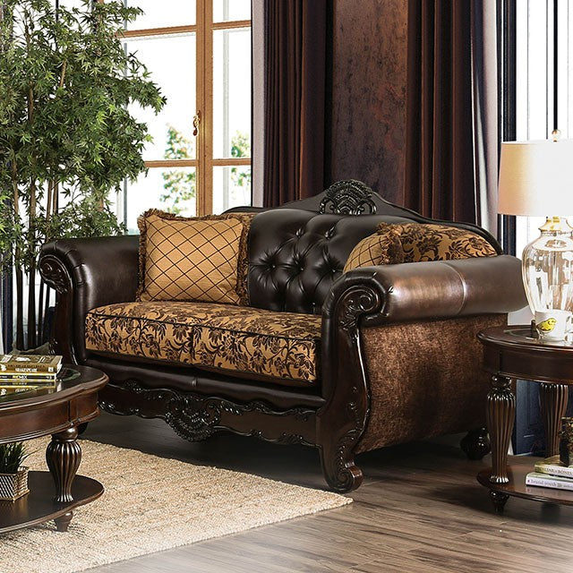 Quirino Tan/Dark Brown Love Seat - Olympia Furniture (Saint George, Utah)