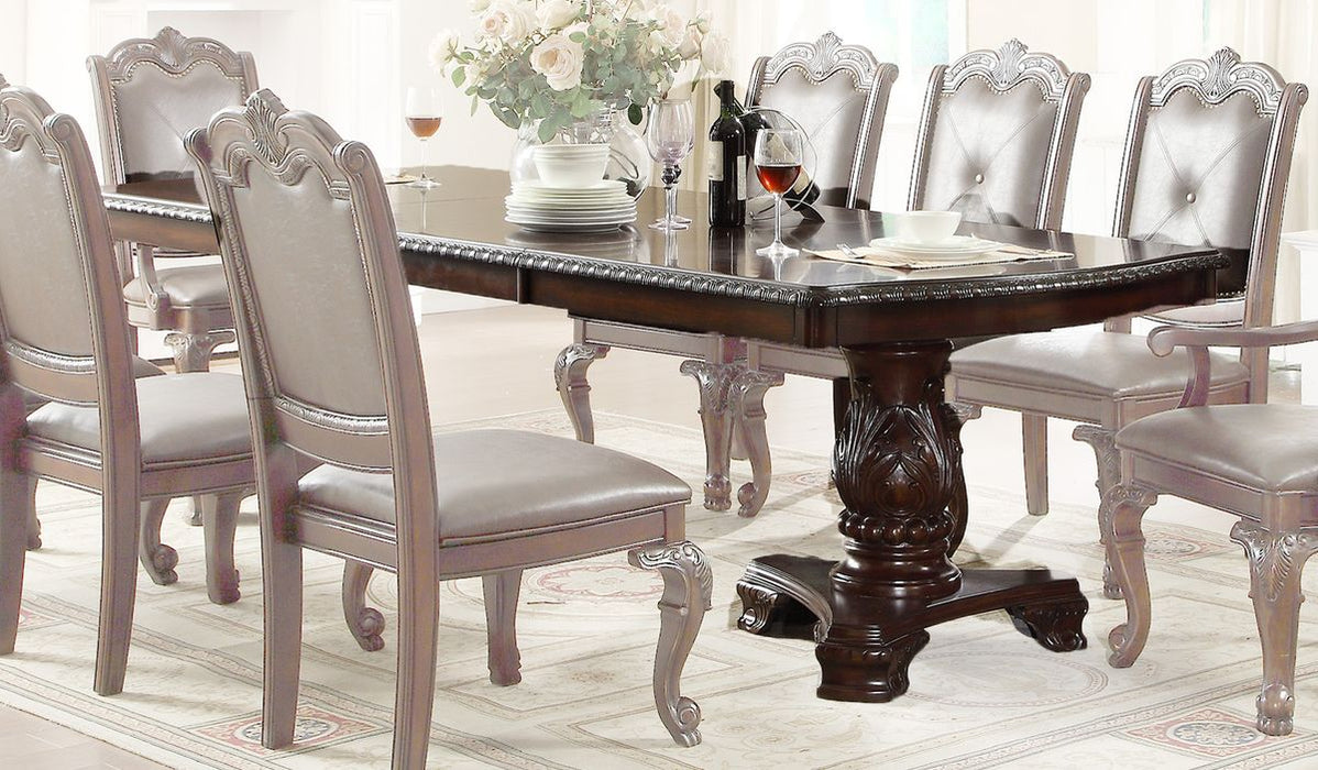 Crown Mark Kiera Double Pedestal Dining Table in Rich Brown 2150T-44108TL - Olympia Furniture (Saint George, Utah)